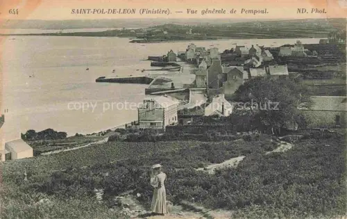 AK / Ansichtskarte Saint-Pol-de-Leon MORLAIX 29 Finistere Pempoul Hafen Bucht Kuestenort Frau Haeuser Boote Meer