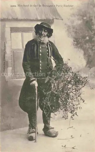AK / Ansichtskarte QUIMPER 29 Finistere Marchand-de-Gui Mistelzweig Bretagne Volkstyp Mann Holzschuhe Porte-Bonheur