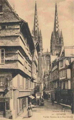 AK / Ansichtskarte QUIMPER 29 Finistere Rue-Kereon Kathedrale Fachwerkhaeuser Strasse Passanten Kirchtuermen Altstadt