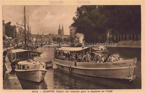 AK / Ansichtskarte QUIMPER 29 Finistere Odet Vedettes Ausflugsboote Reine-de-l Odet Hafen Kirchtuermen Fluss Dampfboot