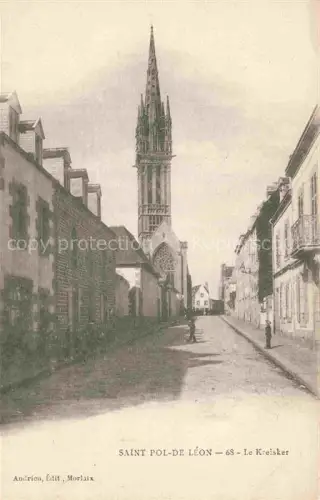 AK / Ansichtskarte Saint-Pol-de-Leon MORLAIX 29 Finistere Kreisker Kapelle Kirchturm Strasse Haeuser Passanten