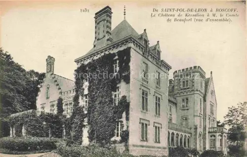 AK / Ansichtskarte Saint-Pol-de-Leon MORLAIX 29 Finistere Château-de-Kersaliou Schloss Efeu Turm Comte-de-Beaufort Park Baeume