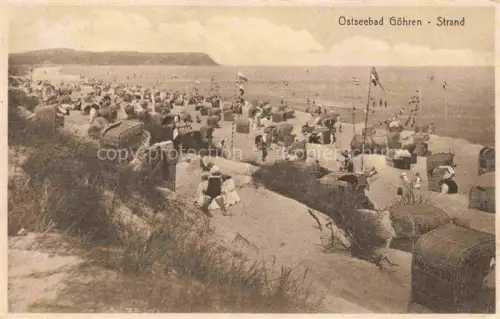 AK / Ansichtskarte GoeHREN  Ostseebad Ruegen Strand Ostsee Strandkoerbe Badegaeste Duenen Flaggen Meer Ruegen