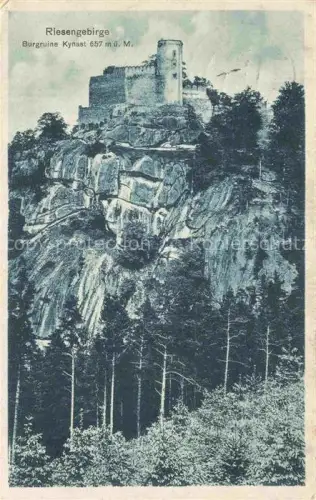 AK / Ansichtskarte Burgruine Kynast Burgruine Kynast Riesengebirge Felsen Burg Wald