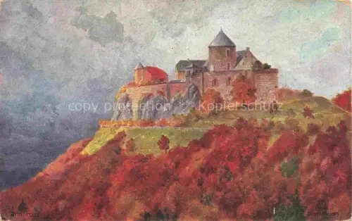 AK / Ansichtskarte Waldeck  Edersee Hessen Schloss-Waldeck Burg Felsen Herbst Gemaelde Turm Bergkuppe