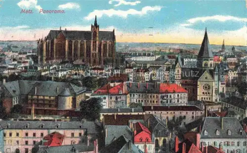 AK / Ansichtskarte METZ  57 Moselle Kathedrale Altstadt Daecher Panorama Kirchtuerme Stadtblick koloriert