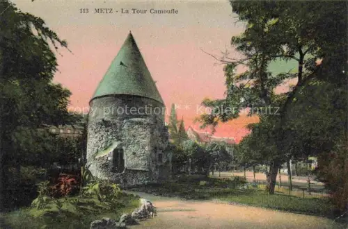 AK / Ansichtskarte METZ  57 Moselle La-Tour-Camoufle mittelalterlicher-Turm Park Baeume Spitzdach koloriert