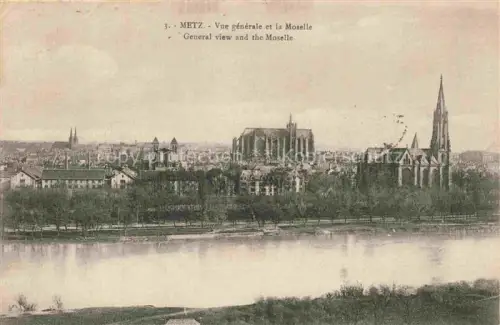 AK / Ansichtskarte METZ  57 Moselle Moselle Fluss Cathédrale Kirchturm Stadtpanorama Daecher Baeume