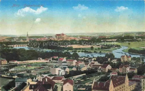 AK / Ansichtskarte METZ  57 Moselle Kathedrale Mosel Bruecke Wohnhaeuser Altstadt Felder Fluss