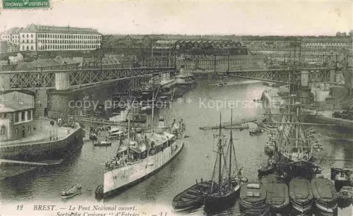 AK / Ansichtskarte BREST 29 Finistere Pont-National Hafen Kreuzer-d Estrées Bruecke Schiffe Kriegsschiff