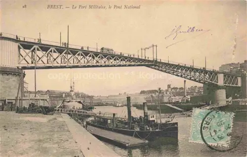 AK / Ansichtskarte BREST 29 Finistere Port-Militaire Pont-National Dampfschiff Bruecke Hafen Penfeld