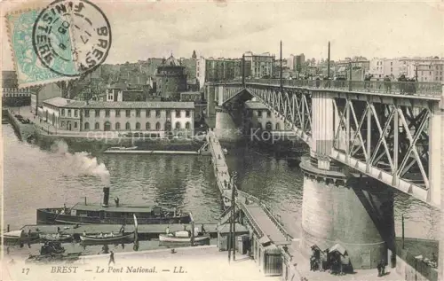 AK / Ansichtskarte BREST 29 Finistere Pont-National Bruecke Hafen Dampfschiff Boote Stadtansicht