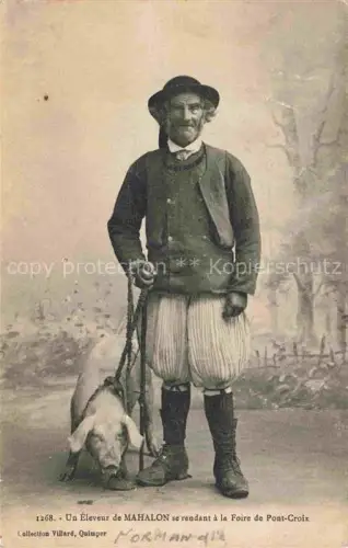 AK / Ansichtskarte Mahalon QUIMPER 29 Finistere Bauer Schwein Tracht Foire-de-Pont-Croix Volkstyp Markt