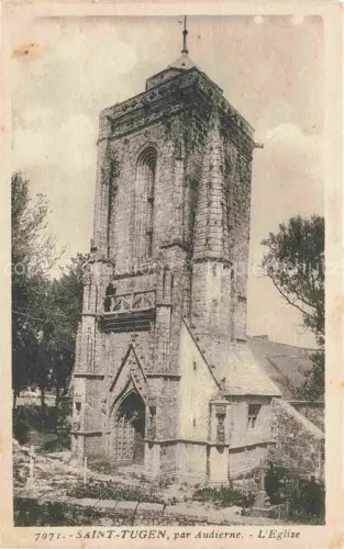 AK / Ansichtskarte Saint Tugen St Tugen Audierne 29 Finistere Eglise Kirchturm Kapelle Steinbau Baeume