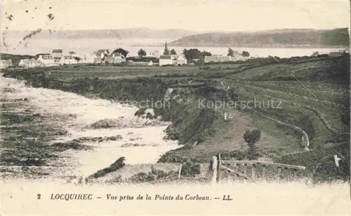 AK / Ansichtskarte Locquirec Morlaix 29 Finistere Pointe-du-Corbeau Kueste Klippen Ortschaft Kirche Meer Wiesen