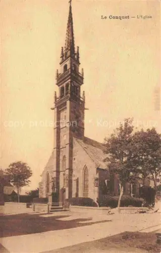 AK / Ansichtskarte Le Conquet BREST 29 Finistere Eglise Kirchturm Kirche Denkmal Baeume Platz