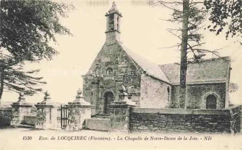 AK / Ansichtskarte Locquirec Morlaix 29 Finistere Chapelle-de-Notre-Dame-de-la-Joie Kapelle Steinmauer Tor Baeume