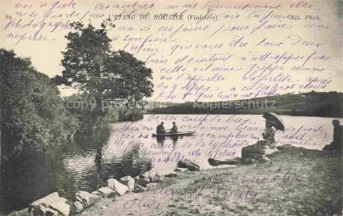 AK / Ansichtskarte Etang de Rouazle Etang de Roual Dirinon BREST 29 Finistere Etang-du-Rouazle Teich Ruderboot Baeume Ufer Frauen