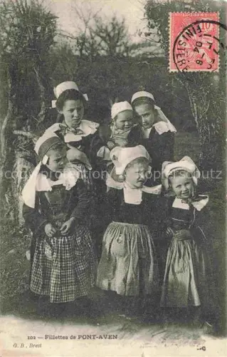 AK / Ansichtskarte Pont-Aven Quimper 29 Finistere Fillettes Bretonische-Tracht Hauben Kinder Maedchen Trachtenkleidung