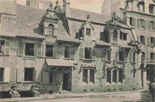 AK / Ansichtskarte ROSCOFF 29 Finistere Maison-Gaillard Renaissance-Gebaeude XVI-Siècle Steinhaus Skulpturen Hotel Fassade