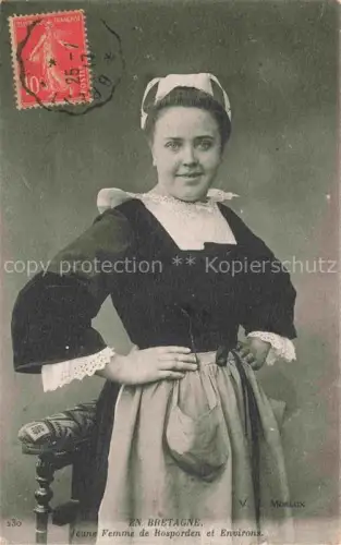 AK / Ansichtskarte Rosporden QUIMPER 29 Finistere Jeune-Femme Bretonische-Tracht Haube Schuerze Portraet Frau