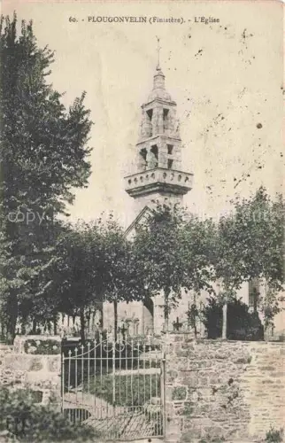 AK / Ansichtskarte Plougonvelin BREST 29 Finistere Eglise Kirchturm Baeume Friedhof Tor Bretagne
