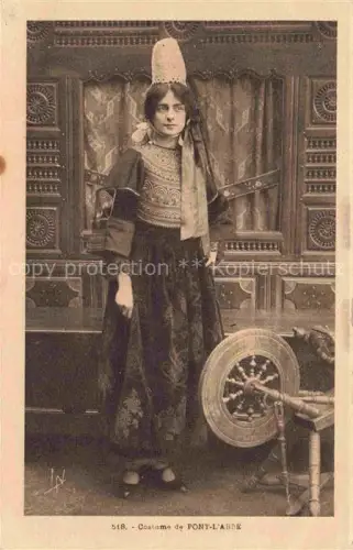 AK / Ansichtskarte Pont-l Abbe QUIMPER 29 Finistere Costume Tracht Bigouden Spitzenhaube Frau Spinnrad Bretonisch