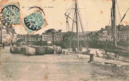 AK / Ansichtskarte Landerneau BREST 29 Finistere Quais Hafen Segelschiff Faesser Kai Gebaeude Elorn