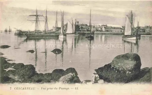 AK / Ansichtskarte CONCARNEAU Quimper 29 Finistere Vue-prise-du-Passage Hafen Segelboote Dreimaster Kuestenort Felsen Wasser