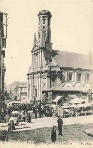 AK / Ansichtskarte BREST 29 Finistere Eglise-Saint-Louis Markt Marktstaende Marktleben Passanten Strassenszene Kirchturm