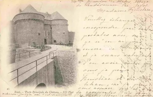 AK / Ansichtskarte BREST 29 Finistere Porte-Principale Château Burgtor Graben Wehrturm Festungsanlage Mittelalterlich