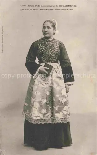 AK / Ansichtskarte Douarnenez QUIMPER 29 Finistere Bretonin Tracht Costume-de-Fête Festtracht Ploaré Juch Pouldergat Coiffe Schuerze