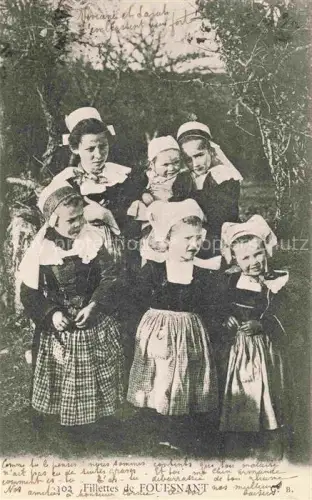 AK / Ansichtskarte Fouesnant QUIMPER 29 Finistere Fillettes Kinder Bretonin Tracht Coiffe Maedchen Gruppe