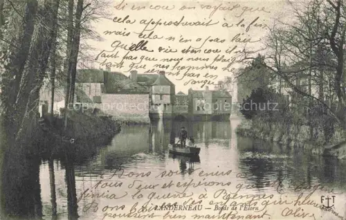 AK / Ansichtskarte Landerneau BREST 29 Finistere Bords-de-l Elorn Elorn Fluss Boot Muehle Haeuser Baeume Wasserreflexion