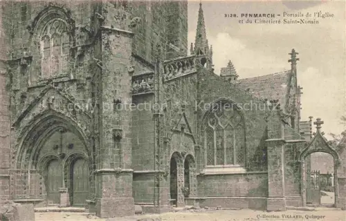 AK / Ansichtskarte Penmarch QUIMPER 29 Finistere Portail Église-Saint-Nonain Cimetière Kirchenportal Gotik Friedhof