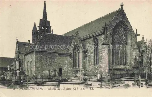 AK / Ansichtskarte Plougonven MORLAIX 29 Finistere Abside Eglise Kirche Friedhof Grabkreuze gotisch Glockenturm