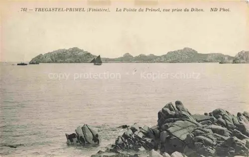 AK / Ansichtskarte Primel Tregastel Lannion 22 Cotes-d Armor Pointe-du-Primel Diben Felsen Kueste Segelboot Meer Granit