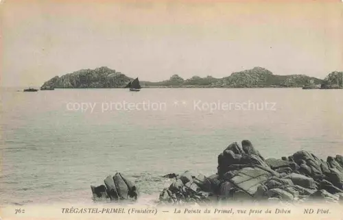 AK / Ansichtskarte Primel Tregastel Lannion 22 Cotes-d Armor Pointe-du-Primel Diben Meer Segelboot Felsen Insel Kueste Rue-Chevalier