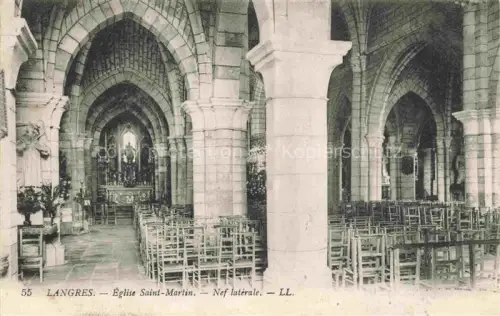 AK / Ansichtskarte LANGRES 52 Haute-Marne Eglise-Saint-Martin Seitenschiff Saeulen Gewoelbe Altar Kirchenbank Innenraum