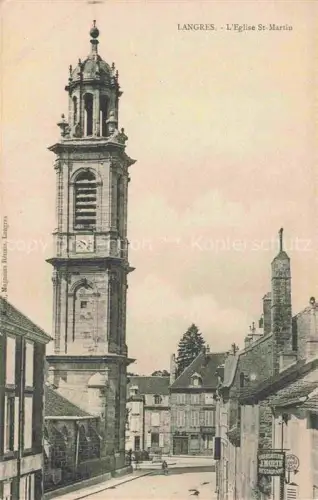 AK / Ansichtskarte LANGRES 52 Haute-Marne Eglise-St-Martin Kirchturm Glockenturm Strasse Haeuser Uhr
