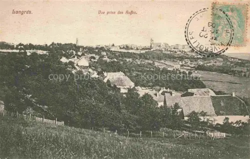 AK / Ansichtskarte LANGRES 52 Haute-Marne Vue-des-Auges Stadtpanorama Kirchturm Daecher Huegel Baeume Felder