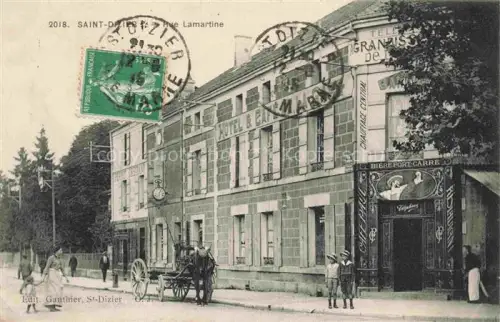 AK / Ansichtskarte SAINT-DIZIER 52 Haute-Marne Rue-Lamartine Hôtel-Café-de-la-Gare Bière-Fort-Carré Pferdewagen Strassenszene