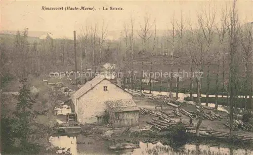AK / Ansichtskarte Rimaucourt Chaumont 52 Haute-Marne La-Scierie Saegewerk Holzstaemme Fluss Baeume Vogelperspektive Schornstein