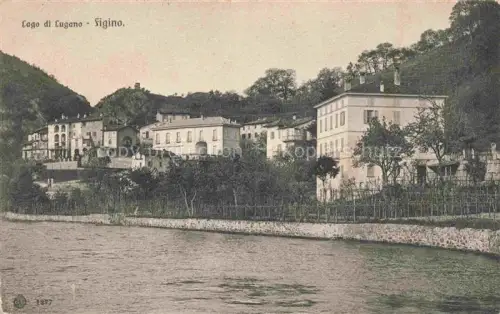 AK / Ansichtskarte Figino Serenza LUGANO TI Lago-di-Lugano See Villen Baeume Weinberge Ufer