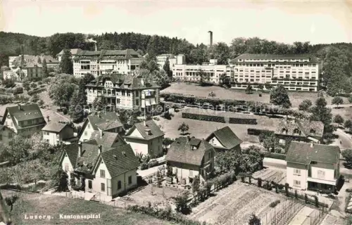 AK / Ansichtskarte LUZERN  LU Kantonsspital Spital Wohnhaeuser Garten Wald Panorama