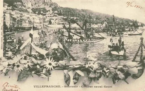 AK / Ansichtskarte Villefranche-sur-Mer NICE 06 Alpes-Maritimes Combat-naval-fleuri Blumenbootrennen Hafen Boote Blumen Buesche Huegel