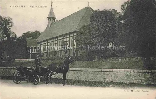AK / Ansichtskarte GRAssE 06 Église-Anglaise Fachwerkkirche Pferdekutsche Garten Baeume
