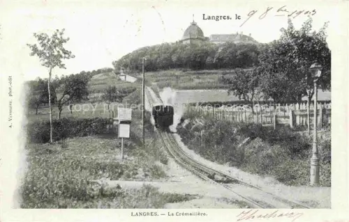 AK / Ansichtskarte LANGRES 52 Haute-Marne La-Cremaillere Zahnradbahn Lokomotive Kathedrale Huegel Weinberge