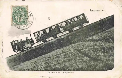 AK / Ansichtskarte LANGRES 52 Haute-Marne La-Crémaillère Zahnradbahn Dampflok Personenwagen Hang Wiese