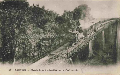 AK / Ansichtskarte LANGRES 52 Haute-Marne Chemin-de-fer-à-crémaillère-sur-le-Pont Zahnradbahn Dampflok Bruecke Baeume Viadukt Franchise-Militaire Chemin-de-Ste-Denis